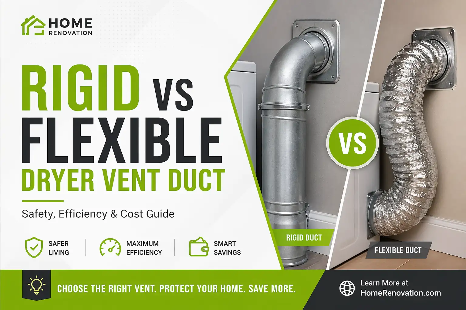 Rigid vs Flexible Dryer Vent Duct: Which Is Better for Safety, Efficiency & Cost?
