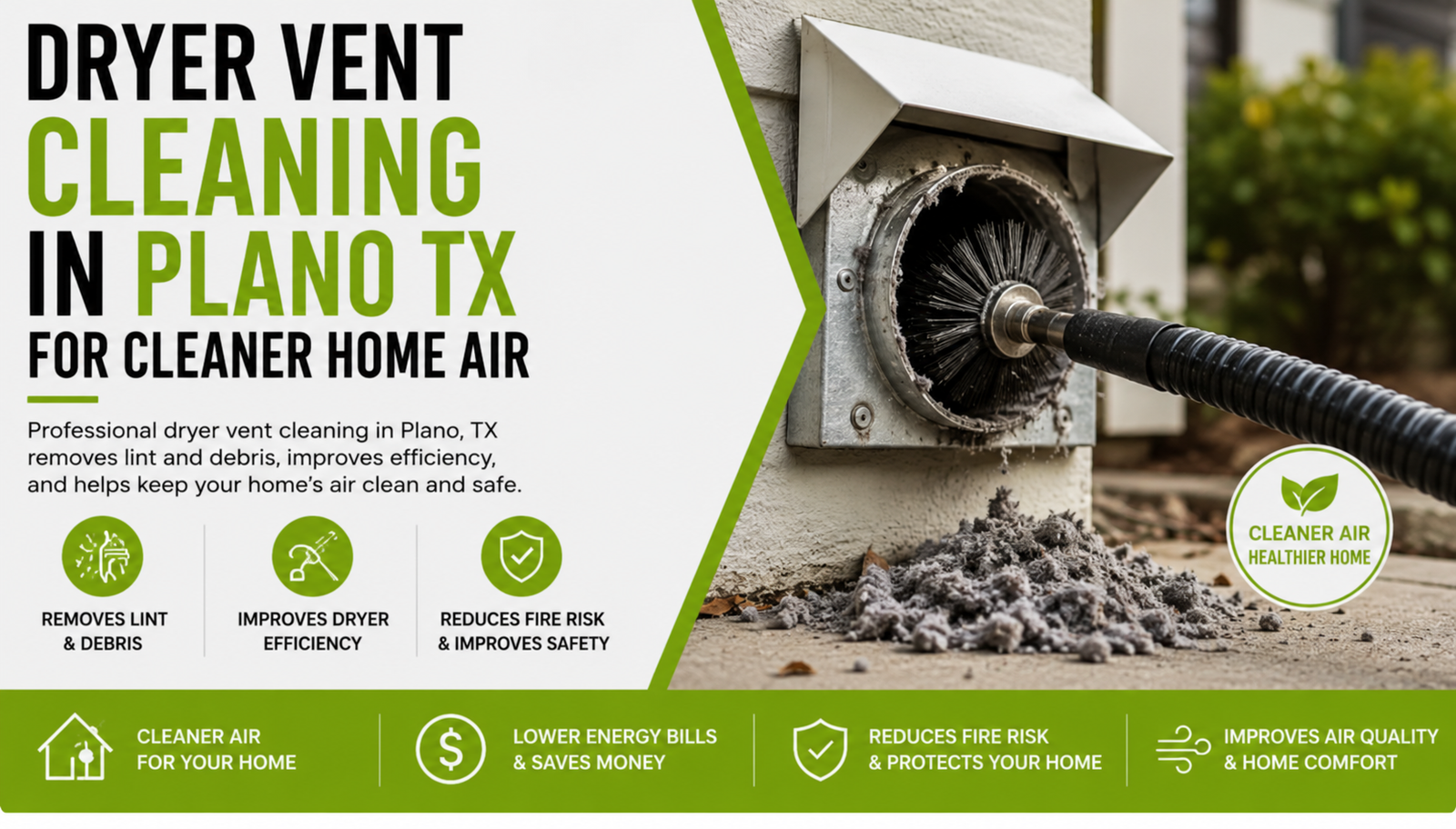 Dryer Vent Cleaning in Plano TX for Cleaner Home Air